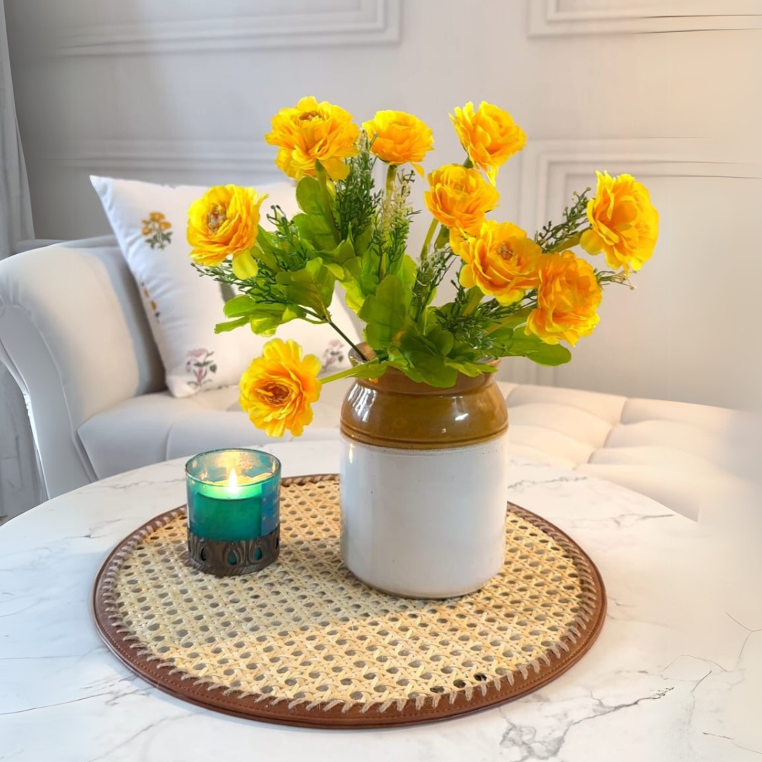 Handcrafted durable round rattan mats for dining and kitchen tables