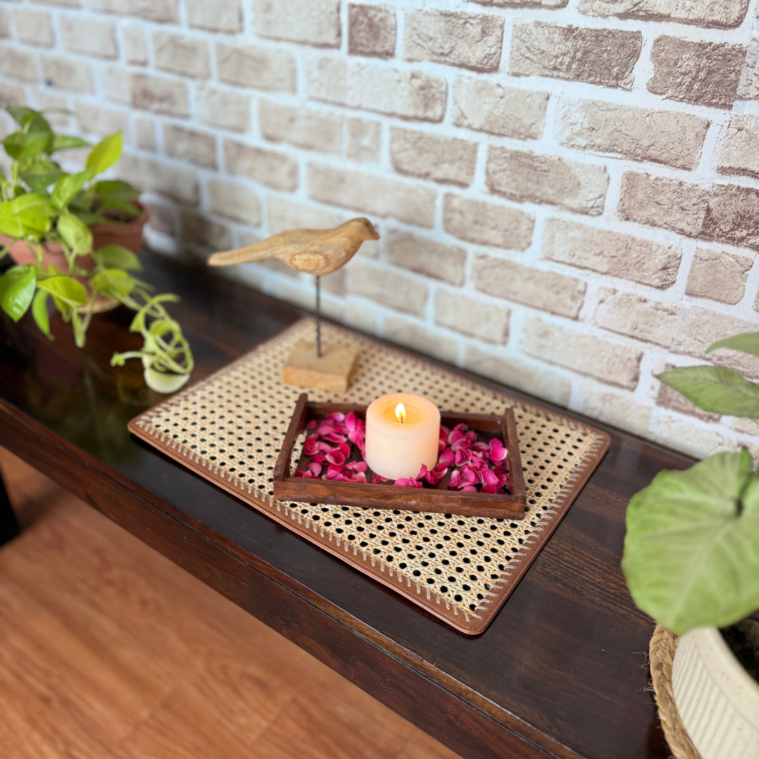 Eco-friendly handcrafted rectangular rattan placemats for dining table décor