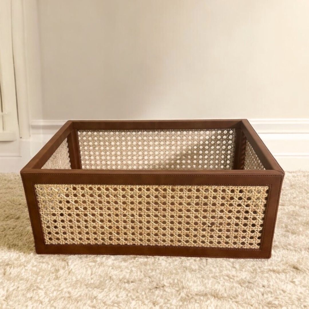 Handmade rattan basket organizer for home storage