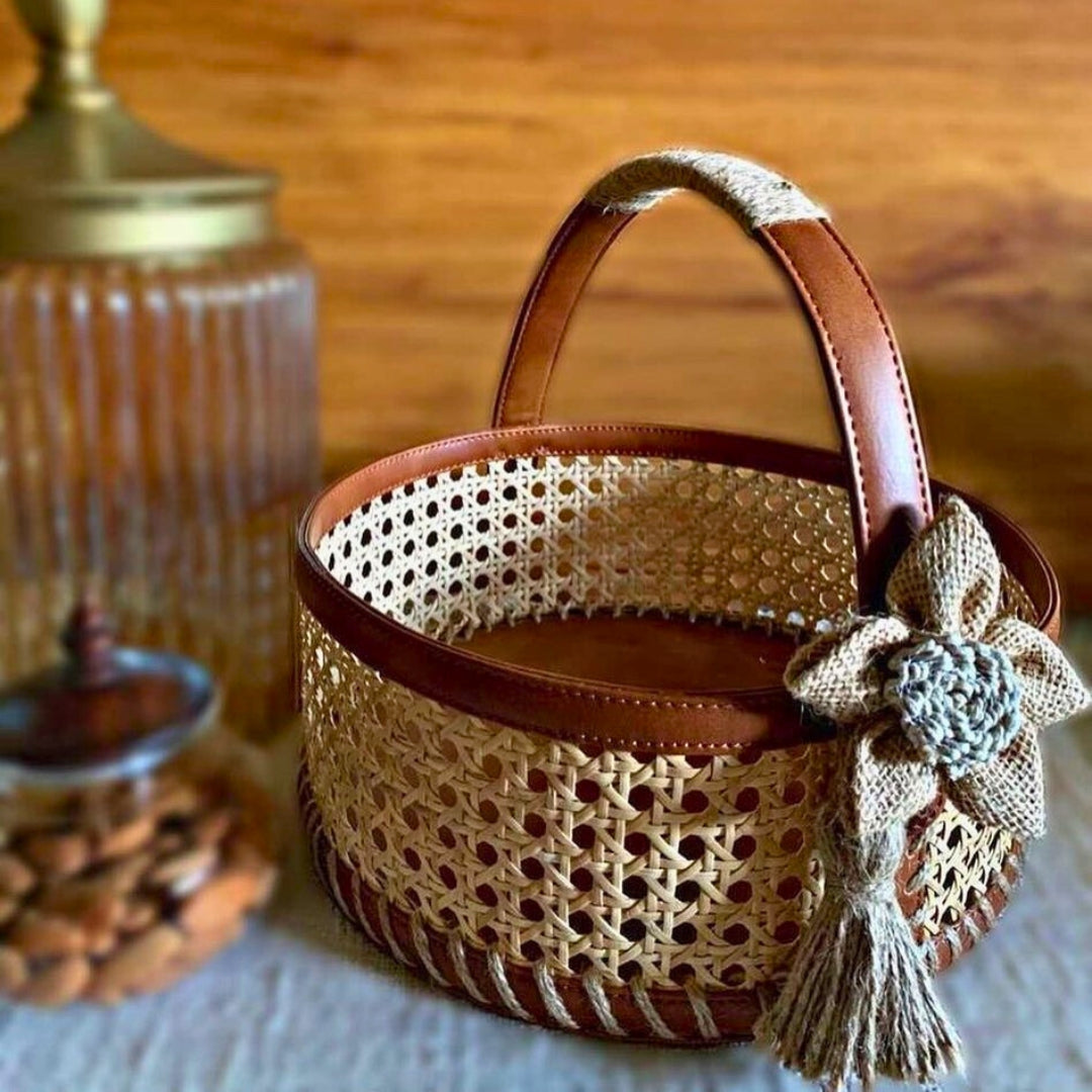 Brown Natural Finish Multipurpose Handmade Basket