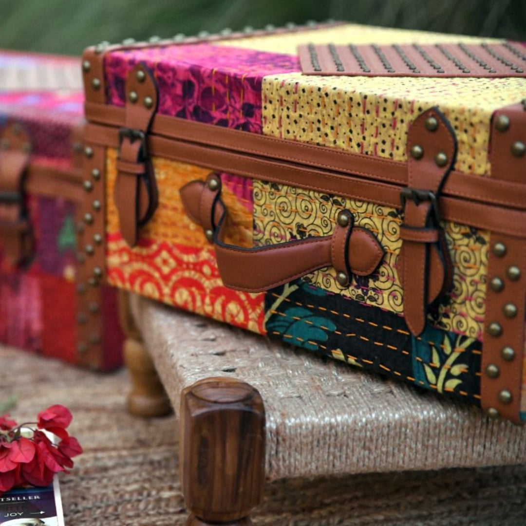 Vintage Trunk with Kantha Work