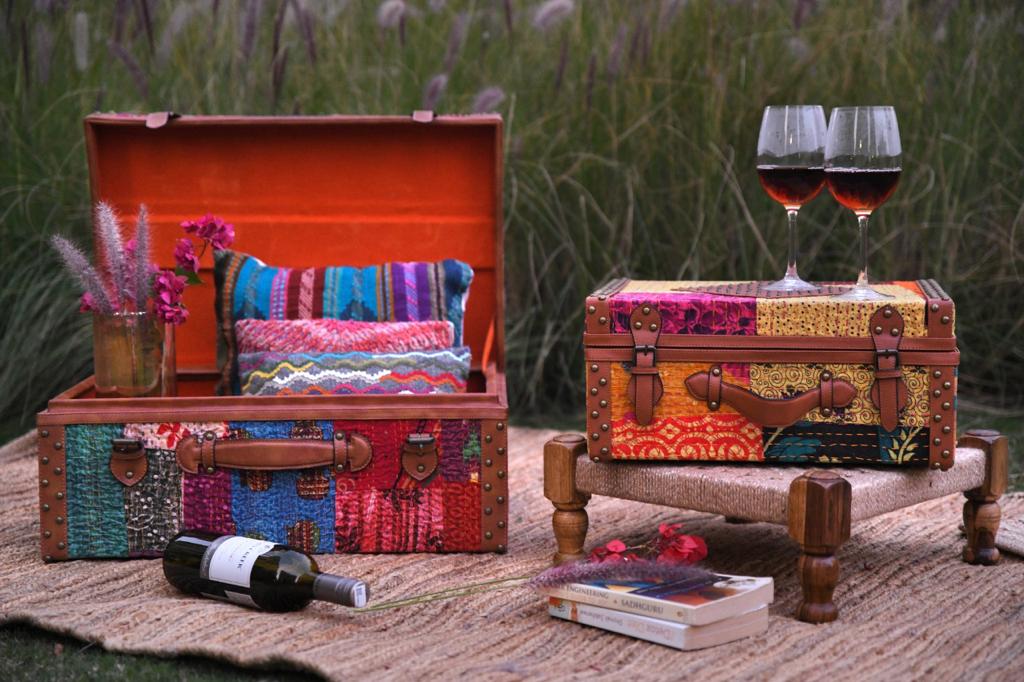 Vintage Trunk with Kantha Work