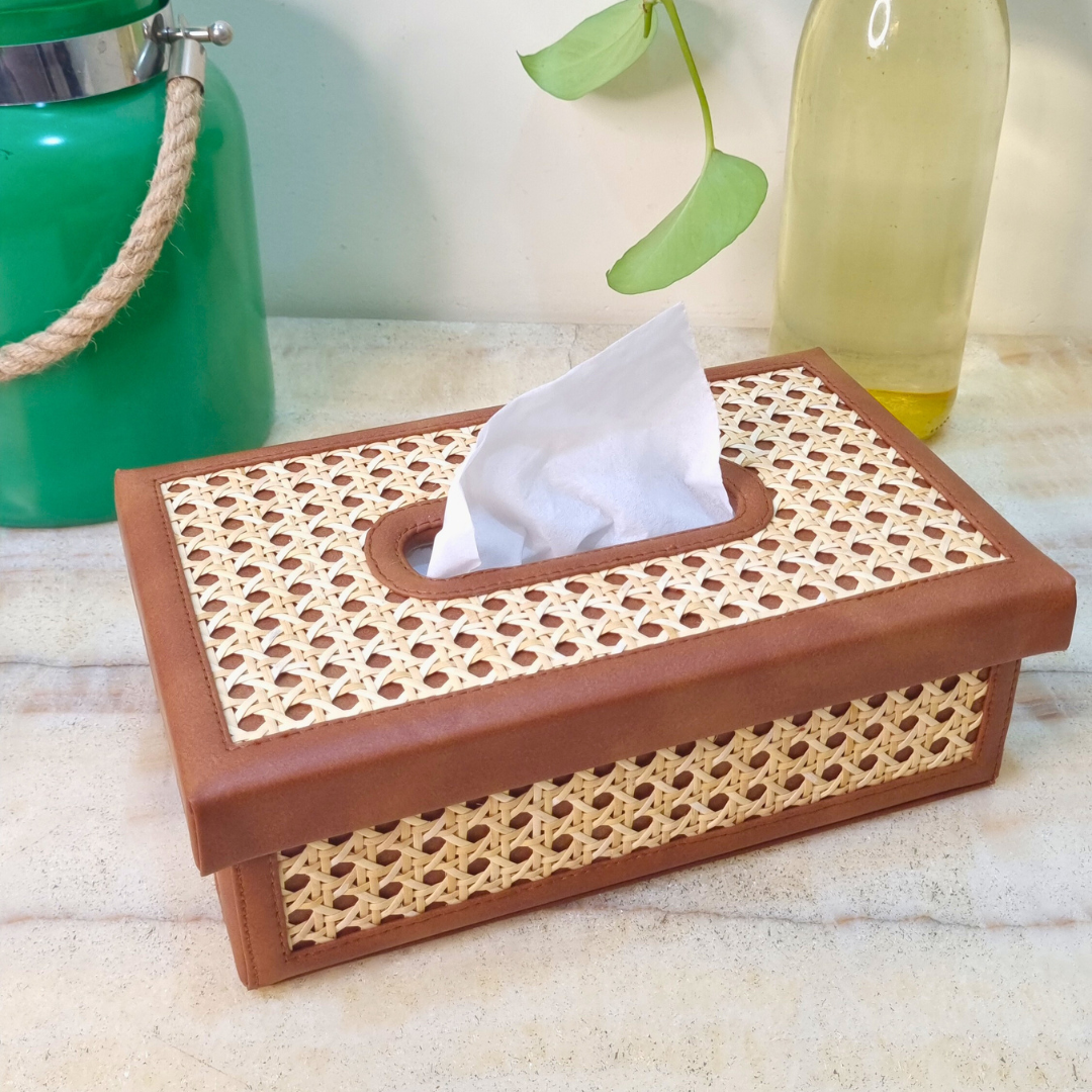 Rattan Cane Tissue Box Holder Cover