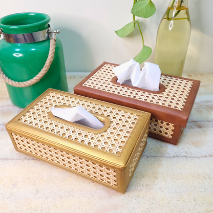 Rattan Cane Tissue Box Holder Cover