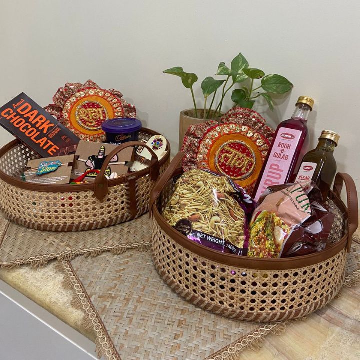 Round Cane Gift Basket