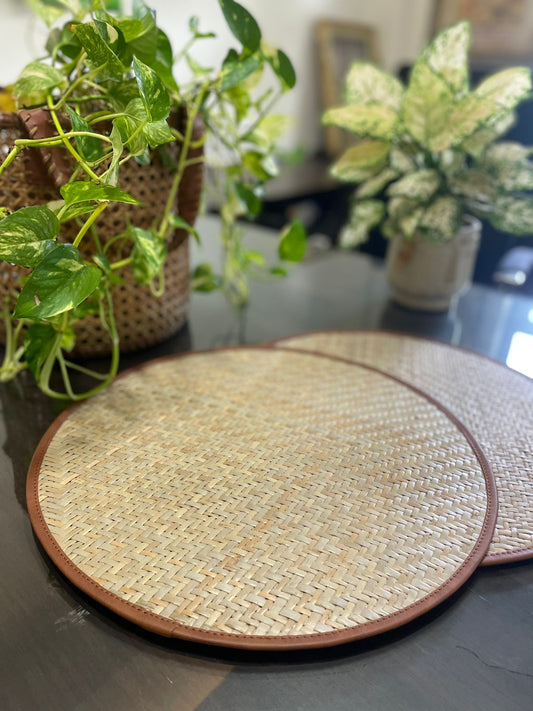 Handmade Sheetal Patti Round Table Mats – Natural eco-friendly woven dining placemats for home decor