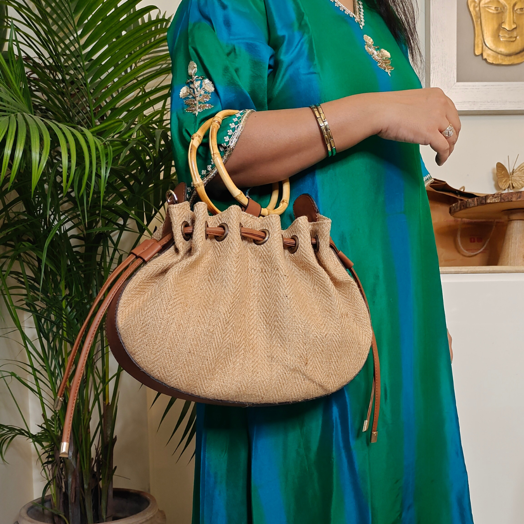 Jute Drawstring Handbag