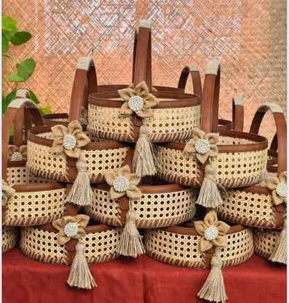 Brown Natural Finish Multipurpose Handmade Basket
