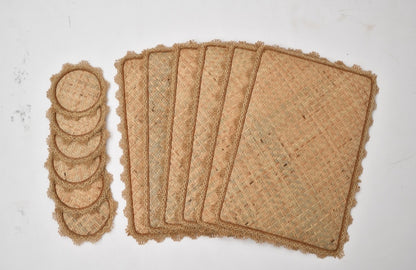 Wicker Coaster + Mats (set of 6 each)